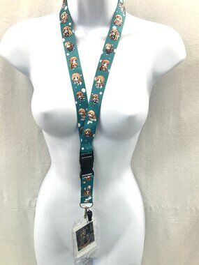 Chibi Sword Art Online Movie Characters Themed Turquoise ID Holder Lanyard